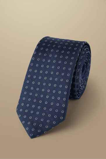 Corbata Estrecha de Seda con Mini Estampado Geométrico Azul Ground de Charles Tyrwhitt