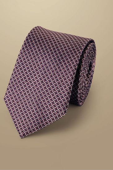 Charles Tyrwhitt Pink Semi Plain Silk Stain Resist Pattern Tie