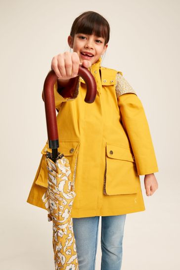 Joules Seacombe Yellow Waterproof Hooded Raincoat with Cape