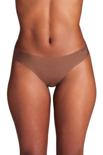 Under Armour Dark Brown No Show Pure Stretch Thongs 3 Pack