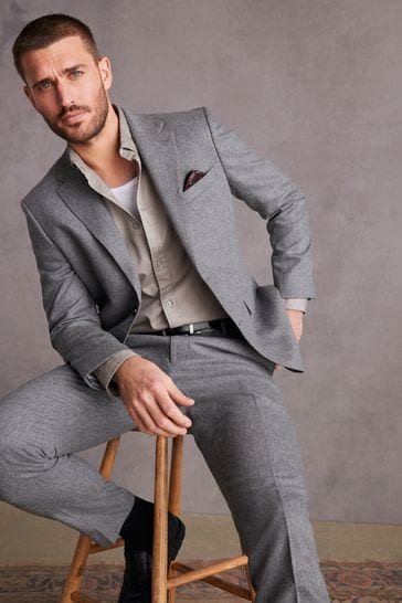 Grey Slim Signature Tollegno Italian Wool Suit Jacket