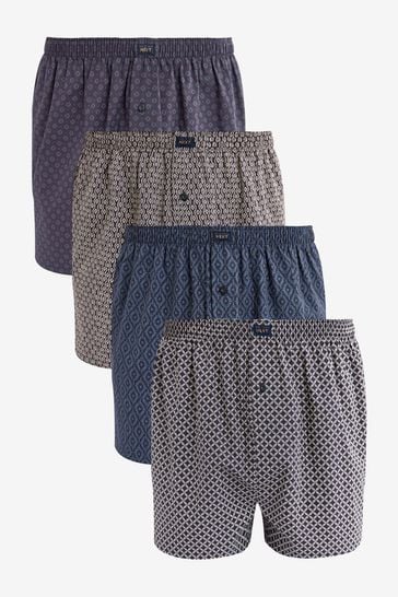 Navy Blue 4 pack Woven Pure Cotton Boxers
