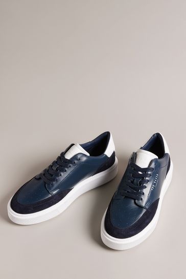Blue clearance leather trainers