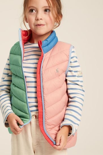 Joules Crofton Pink Hotchpotch Showerproof Quilted Gilet