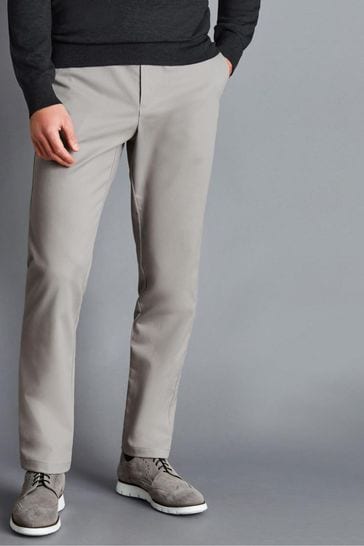 Charles Tyrwhitt Grey Slim Fit Ultimate Non-Iron Chino Trousers