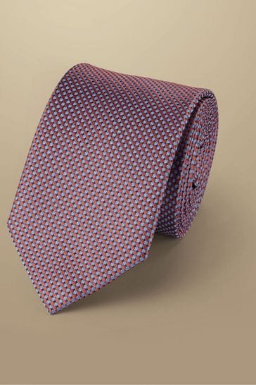 Charles Tyrwhitt Pink Mini Floral Silk Stain Resist Pattern Tie