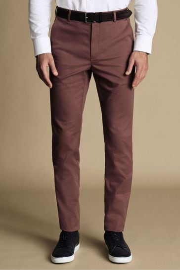 Charles Tyrwhitt Brown Slim Fit Ultimate non-iron Chino Trousers