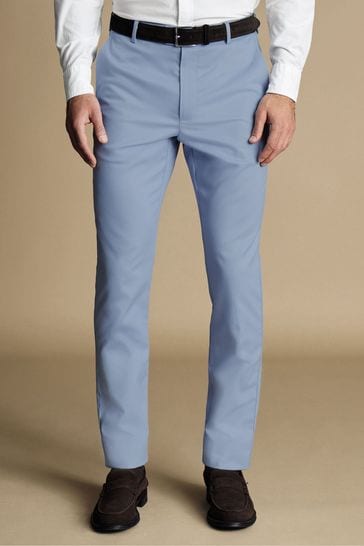 Charles Tyrwhitt Blue Ground Slim Fit Ultimate non-iron Chino Trousers