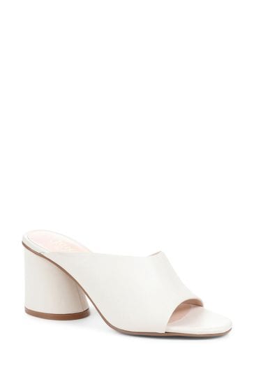 Heeled white hotsell mules