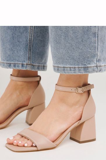 Buy Simply Be Barely There Block Heel Nude Sandals In Wide Fit