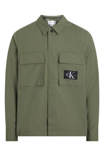 Calvin Klein Green Logo Utility Overshirt
