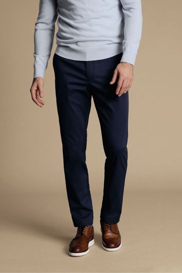 Charles Tyrwhitt Blue Chrome Slim Fit Ultimate Non-Iron Chino Trousers