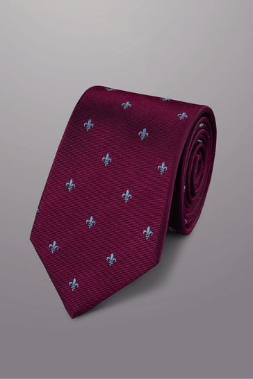 Charles Tyrwhitt Purple Fleur De Lys Silk Stain Resist Tie