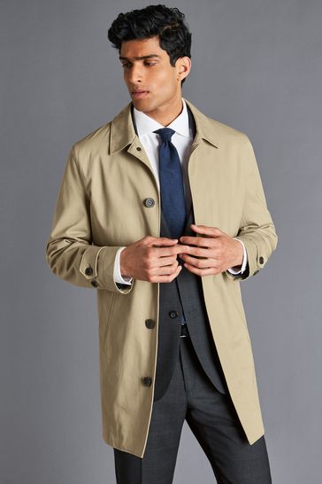 Charles Tyrwhitt Natural Classic Showerproof Cotton Raincoat