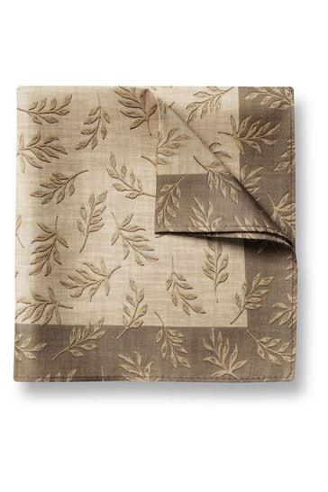 Charles Tyrwhitt Natural Leaves Print Silk Pocket Square