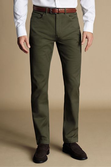 Charles Tyrwhitt Green Twill Classic Fit 5 Pocket Jeans