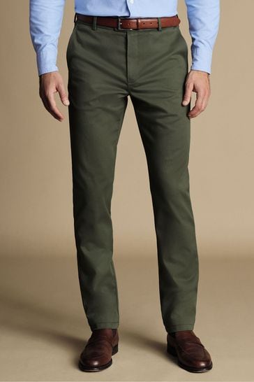 Charles Tyrwhitt Green Slim Fit Ultimate non-iron Chino Trousers