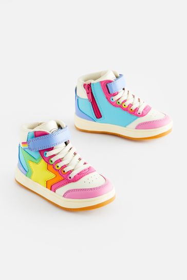 Little Bird by Jools Oliver Multi Pastel Rainbow Star Hi-Top Trainers