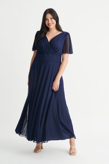 Scarlett & Jo Blue Angel Sleeve Maxi Dress