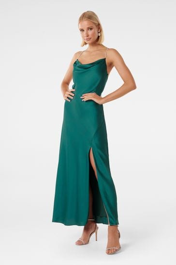 Blue green satin dress hotsell