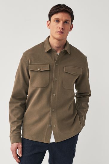 Grey/Brown Premium Texture Jersey Shacket