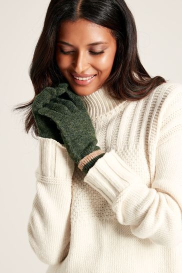 Joules Eloise Green Knitted Gloves