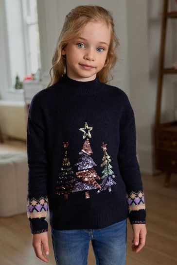 Buy Navy Blue Christmas Tree Matching Family Older Girls Jumper 3 16yrs from Next Estonia