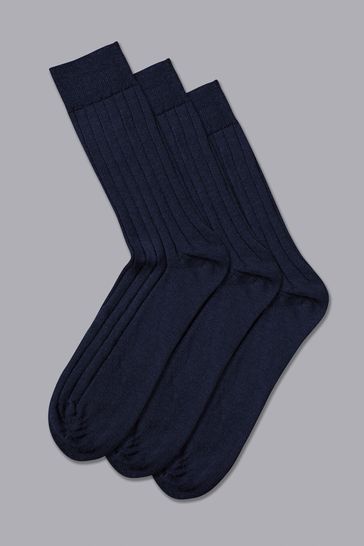 Charles Tyrwhitt Blue Merino Wool Socks 3 Pack