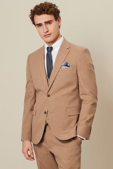 Marl Taupe Slim Fit Motionflex Stretch Suit: Jacket