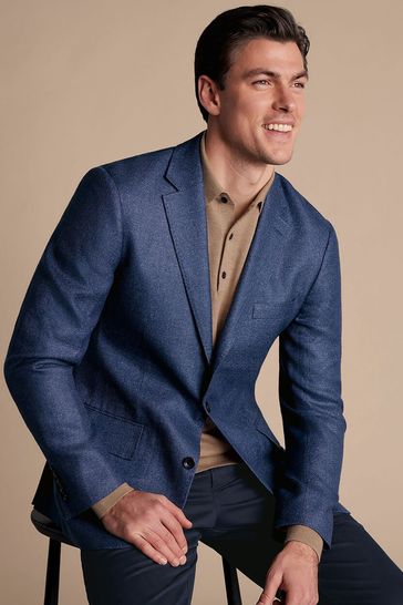 Charles Tyrwhitt Blue Slim Fit Twill British Luxury Jacket