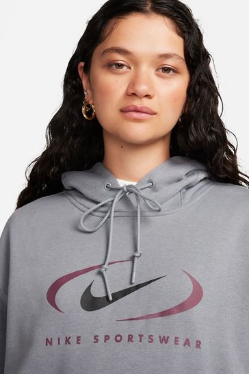 Nike Dark Grey Oversized Vintage Pullover Hoodie