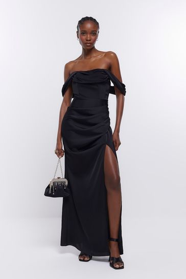 Buy River Island Black Bardot Bridesmaid Dress from Next Italy