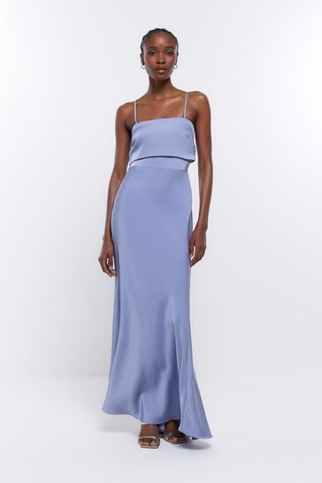 Buy River Island Blue Bandeau Bridesmaid Dress Next