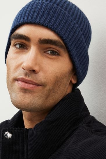 Navy beanie top hat