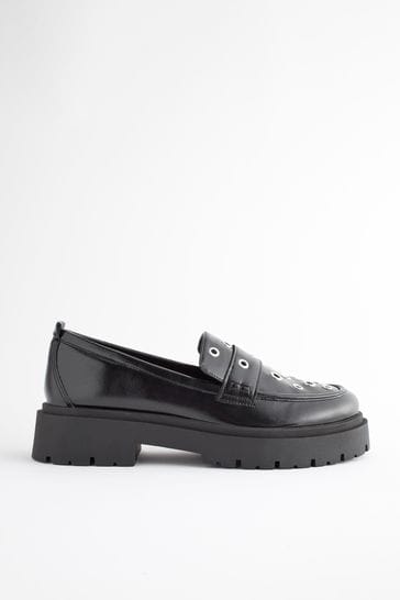 Buy Black Silver Forever Comfort Chunky Loafers from Next USA