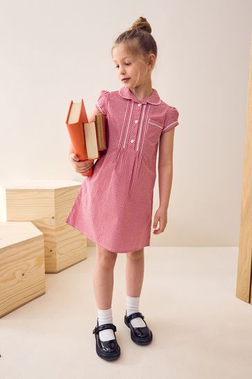 Red and white check school dress sales