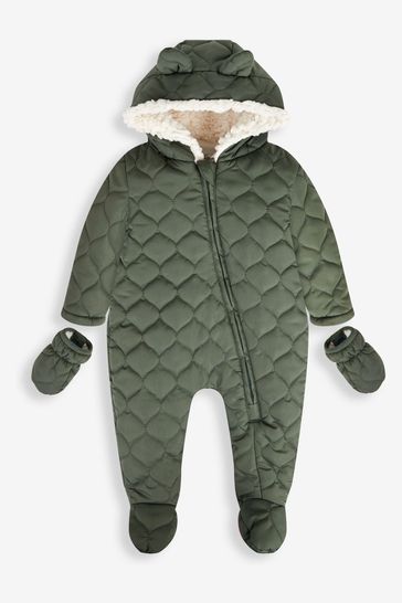 JoJo Maman Bébé Khaki Boys' Quilted Pramsuit