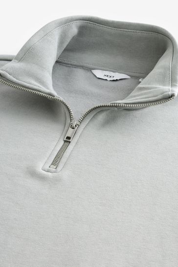Buy Grey Zip Neck Sweatshirt Jersey Cotton Rich Zip Through Funnel Neck Sweatshirt from Next United Arab Emirates