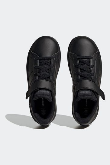 All black leather adidas trainers top