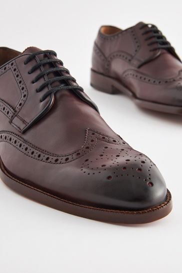 Buy Burgundy Red Signature Leather Sole Brogue Shoes from Next Germany