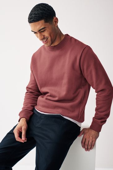 Pink Regular Fit Jersey Cotton Rich Crew Sweatshirt