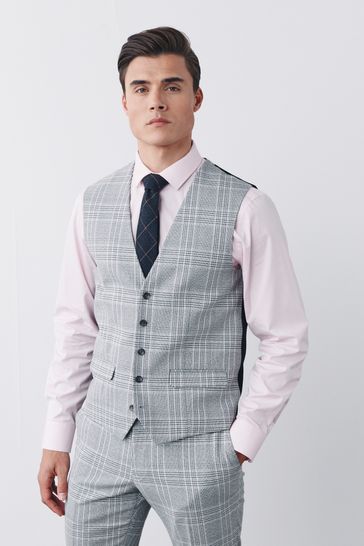 Buy Grey Check Suit Waistcoat from Next Luxembourg