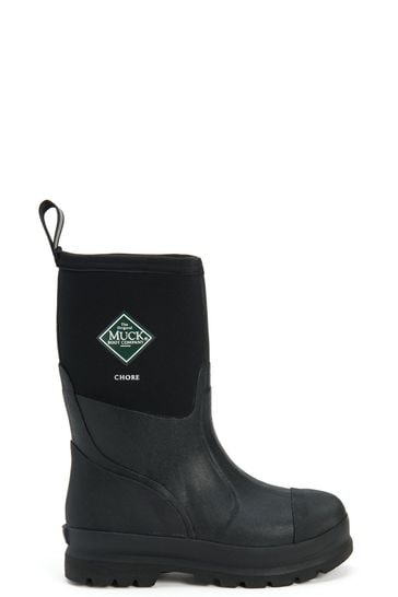 Muck Boots Black Chore Classic Mid Patterned Wellington Boots