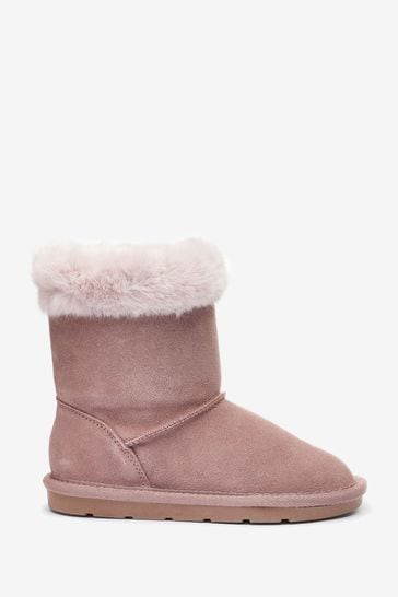 Pink Suede Water Repellent Warm Lined Pull-On Boots