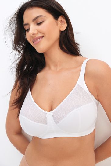 Buy White Total Support Full Cup Non Wire Cotton Bra from Next Spain