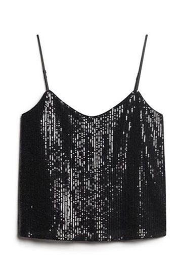 Buy Superdry Black Sequin Cami Vest Top from Next Canada