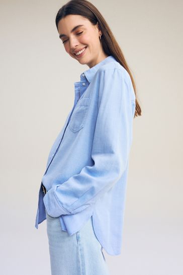 Buy Chambray Blue Casual Boyfriend Cotton Shirt from Next Luxembourg