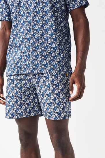 Pantalones cortos en azul marino con estampado floral Resort de Lyle & Scott