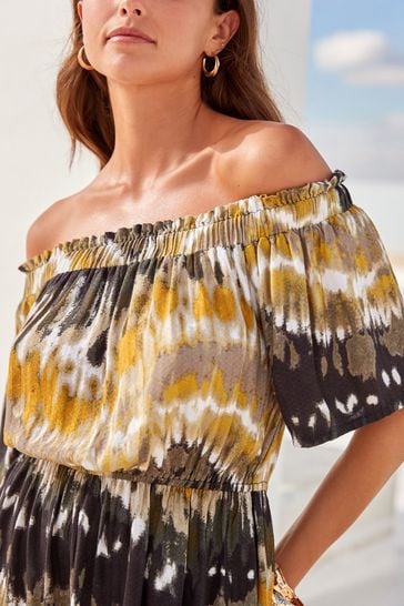 Buy Green Tie Dye Off Shoulder Midi Summer Dress from Next Estonia