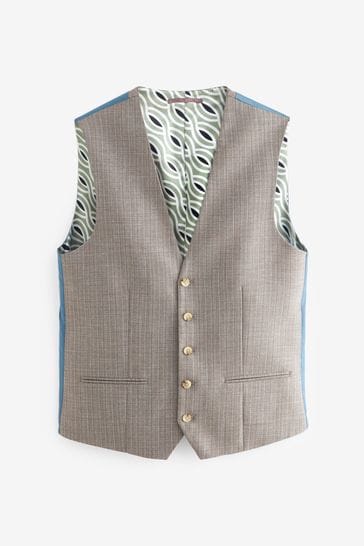 Neutral Regular Fit Textured Suit Waistcoat